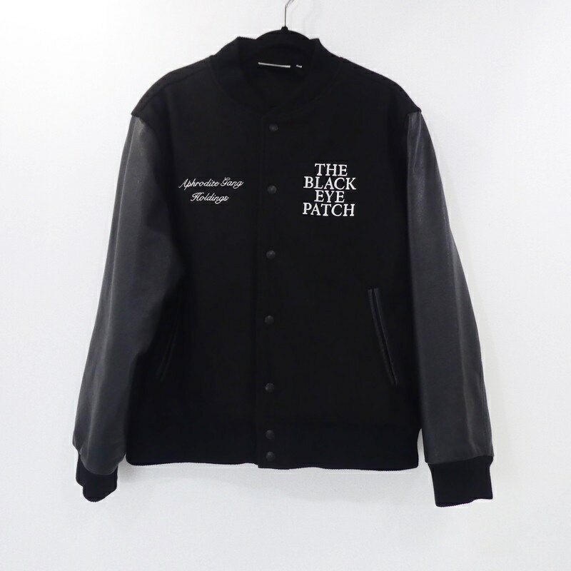 【中古】APHRODITE GANG｜アフロディーテギャング ×BLACK EYE PATCH AGH VARSITY JACKET スタジャン 2021AW ブラック サイズ：L / ドメス【f096】