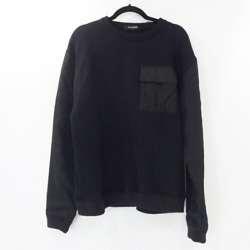 【中古】MLVINCE｜メルヴィンス BOMBER SLEEVE CREW スウェットシャツ ブラック サイズ：L / インポート【f102】