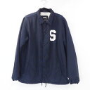 【中古】STUSSY｜ステューシー ×Champion コーチジャケット ネイビー サイズ：L / ストリート【f095】