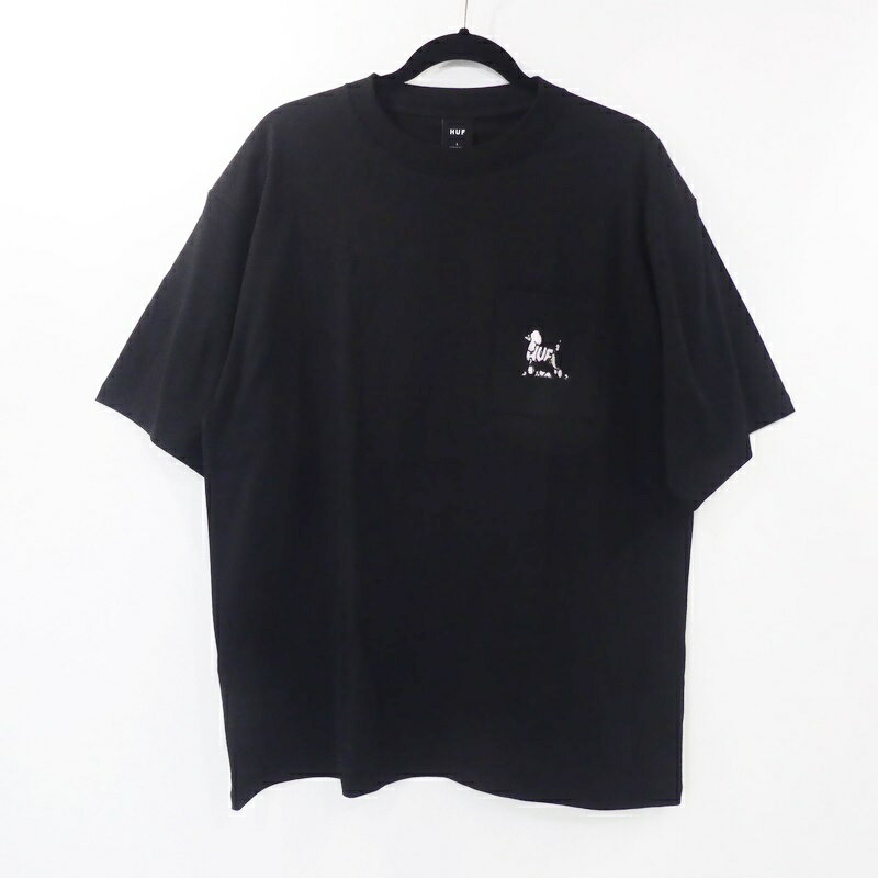 【中古】HUF｜ハフ POODLE POCKET S/S TEE Tシャツ半袖 2023SS ブラック サイズ：L / ストリート【f103】