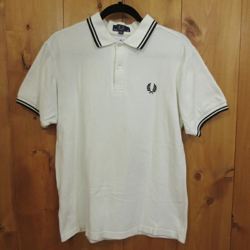 【中古】FRED PERRY　フレッドペリー Stussy別注　ポロシャツ　半袖 サイズ：40 カラー：ホワイト系 / インポート【f102】