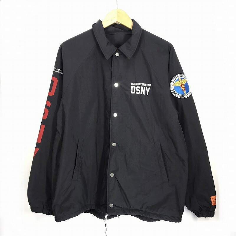 【中古】HERON PRESTON｜ヘロンプレストン コーチジャケット/ナイロン/ワッペン BLACK サイズ：M【f108】