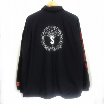 【中古】HERON PRESTON|ヘロンプレストン コーチジャケット/ナイロン/ワッペン BLACK サイズ:M【f108】