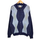 【中古】For The Weekend |エフティダブリュー パターンニットシャツ/アーガイル柄/ NAVY サイズ:L【f106】
