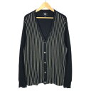 【中古】STUSSY|ステューシー Stripe Cardigan/カーディガン/ ブラック/ストライプ柄 サイズ:L【f103】