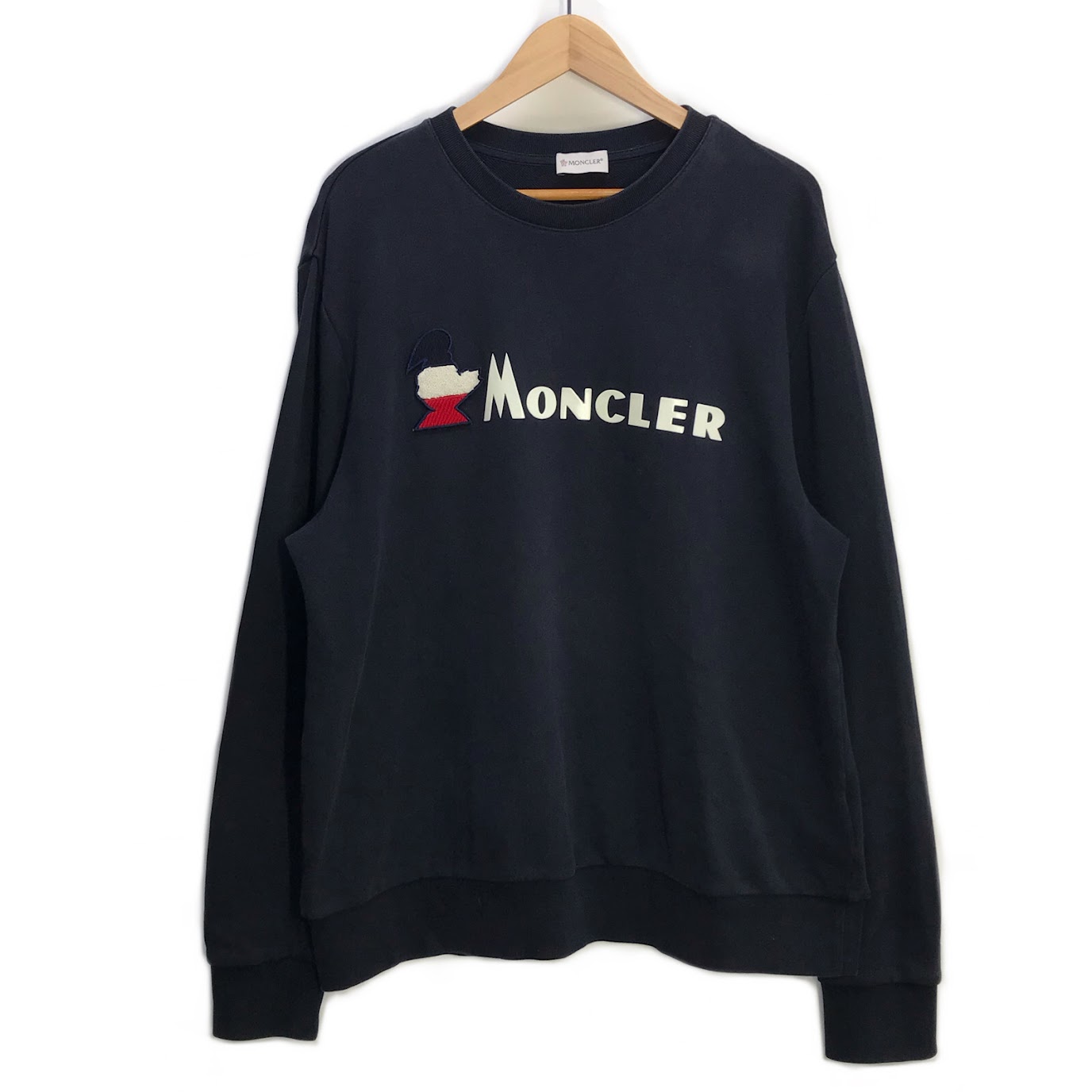 【中古】MONCLER｜モンクレール MAGLIA GOROCOLLO LOGO SWEAT SHIRT/スウェット ネイビー サイズ：XXL【f112】