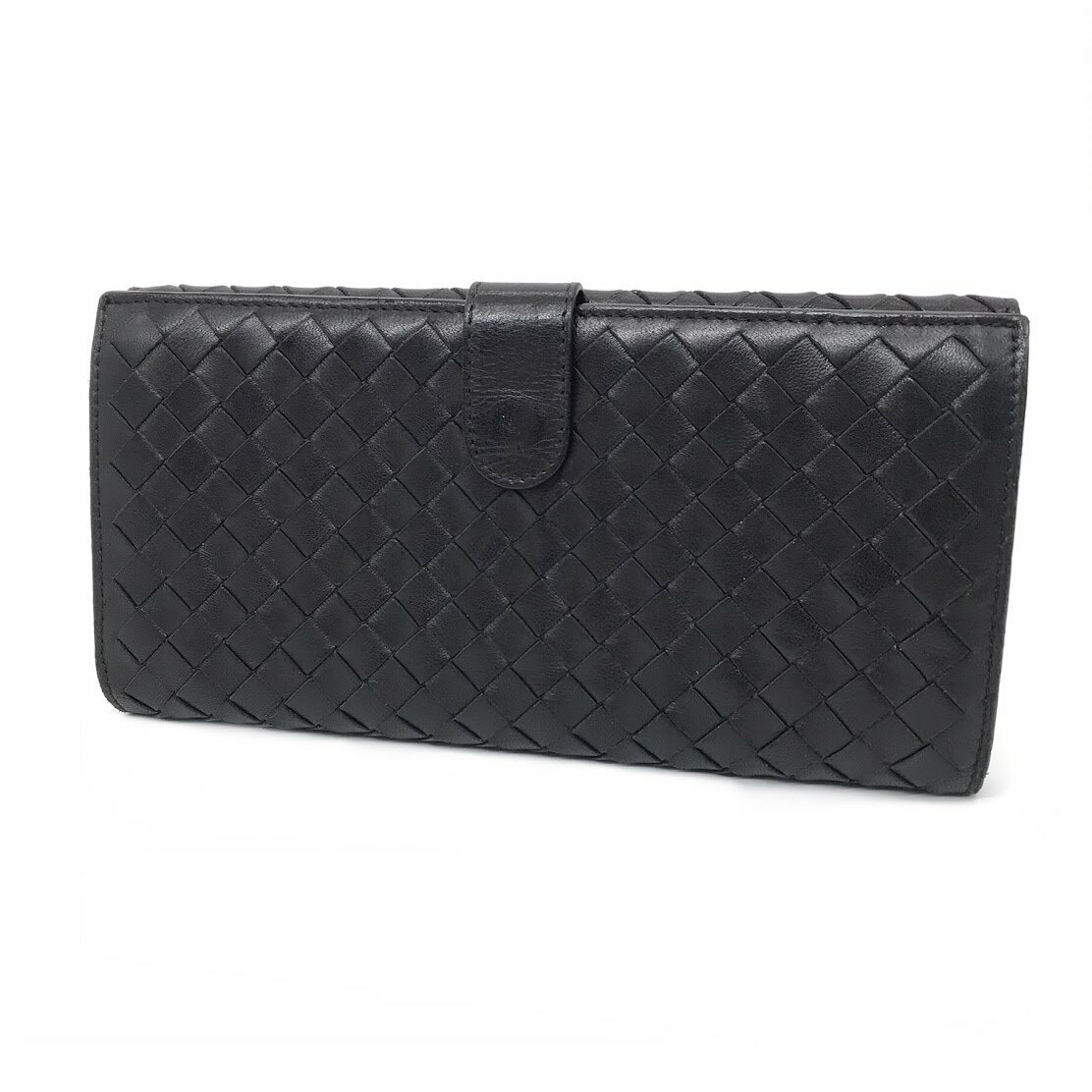 【中古】BOTTEGA VENETA｜ボッテガ ヴェネタ イントレチャート/Wホック長財布/二つ折り長財布/134075/ BLACK【f125】