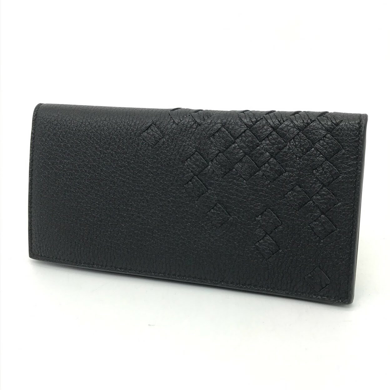 【中古】BOTTEGA VENETA｜ボッテガヴェネタ イントレチャート/ディテール コンチネンタルウォレット/二つ折り長財布/442388/ ブラック【f125】