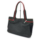 【中古】GUCCI|グッチ シェリーライン/レザー/キャンバス/トートバッグ/73983 ブラック【f122】(4)