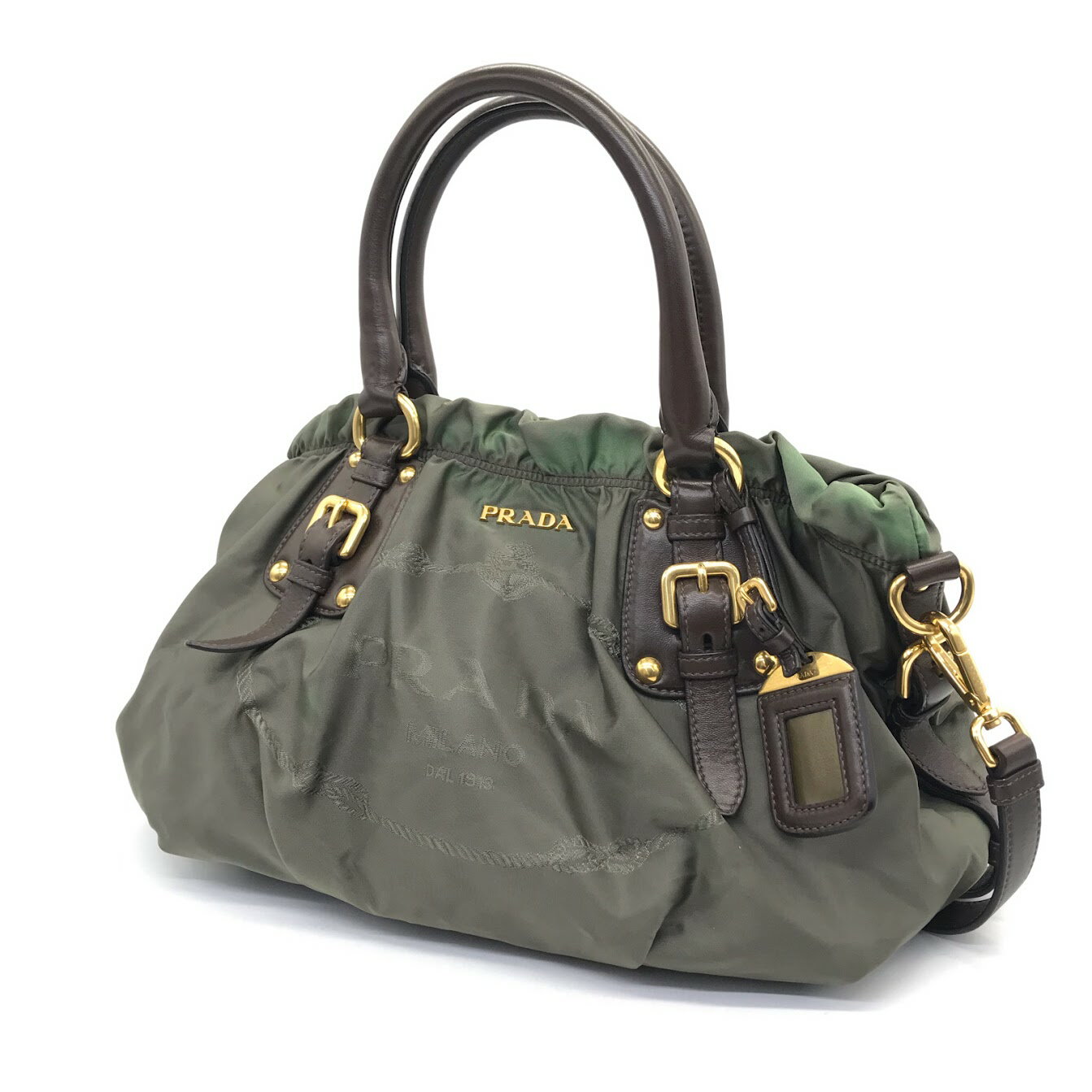 【中古】PRADA｜プラダ 2WAYバッグ/ハンドバッグ/ショルダーバッグ カーキ【f122】