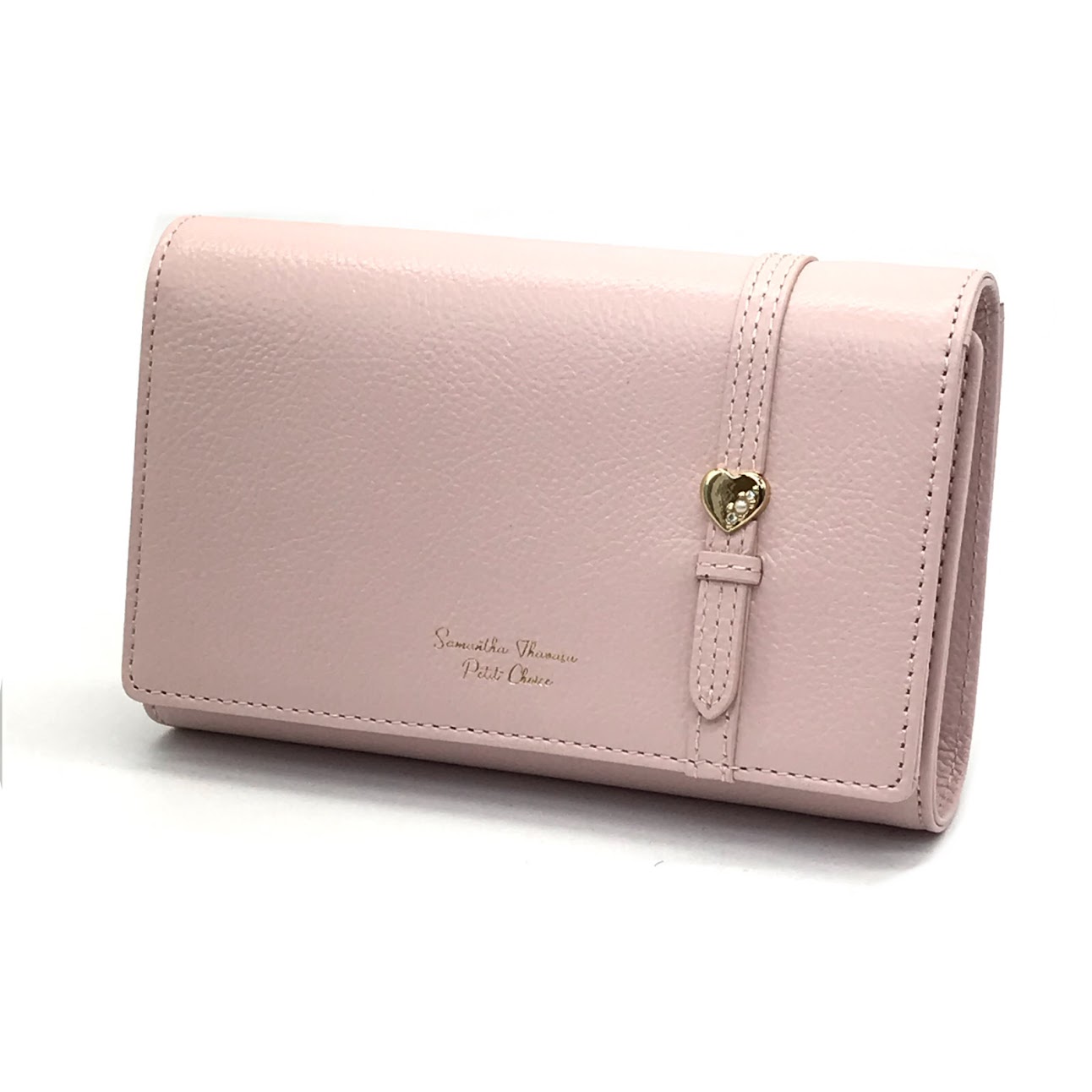 【中古】Samantha Thavasa Petit Choice|サマンサタバサプチチョイス ハートモチーフベルト中折財布/三つ折り財布 ピンク【f124】