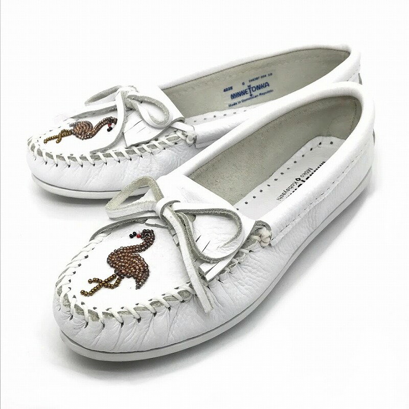 【中古】MINNETONKA｜ミネトンカ MOKO MOCコラボ モカシン 403H WHITE サイズ：23【f128】