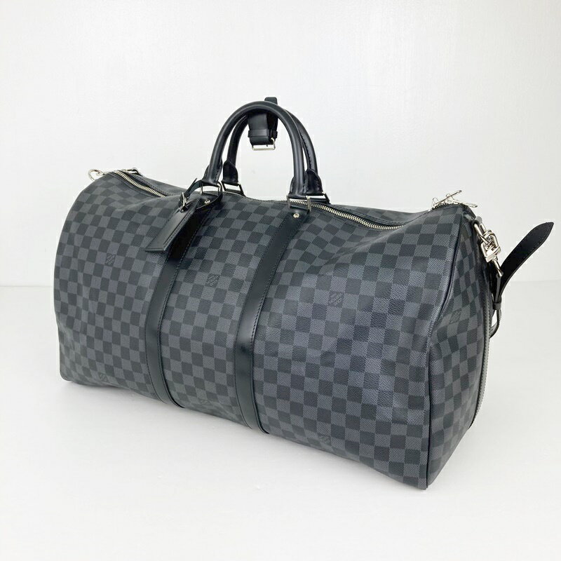 【中古】LOUIS VUITTON｜ルイヴィトン N41413 ダミエ・グラフィット キーポル・バンドリエール55 ボストンバッグ ブラック【f122】