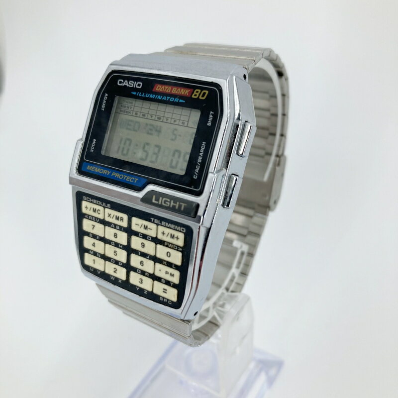 【中古】CASIO｜カシオ DBC-810 DATA BANK80 デジタルクォーツ 腕時計 シルバー【f131】