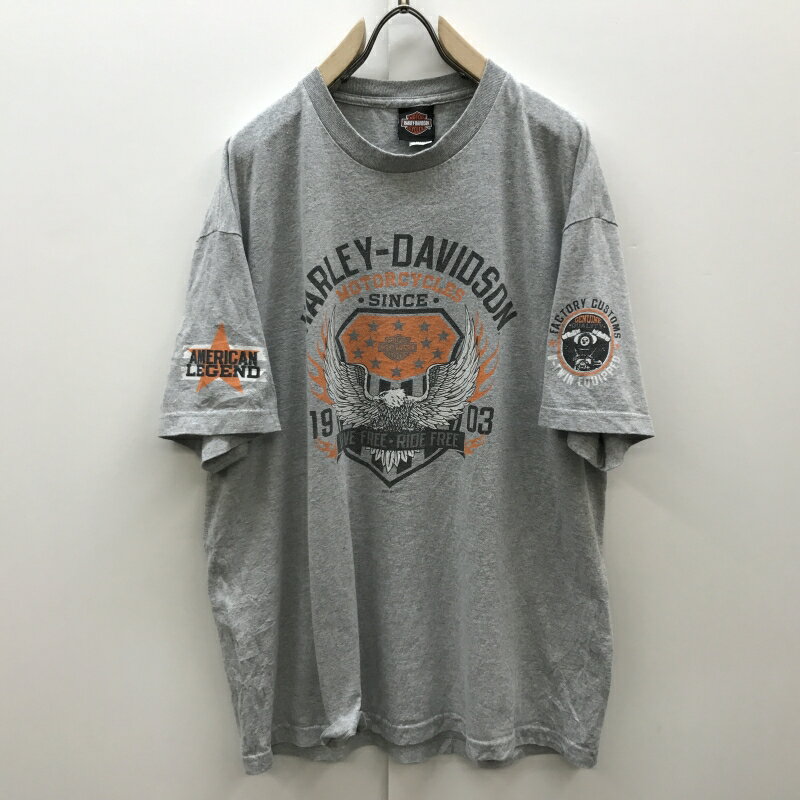 【送料無料】ハーレーダビッドソン STURGIS SOUTH DAKOTA 00年代 BRAVADO USA製 半袖 両肩・両面プリントTシャツ アッシュグレー XXL【ヴィンテージ ビンテージ】【アメリカ古着】【中古 USED 古着】