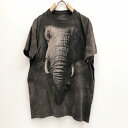 【送料無料】ザ マウンテン 00年代 ELEPHANT 象 ビッグフェイス プリントTシャツ タイダイTシャツ ダークブラウン ML 半袖 タグ【ヴィンテージ ビンテージ】【アメリカ古着】【中古 USED 古着】