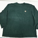 【送料無料】カーハート ORIGINAL FIT ワンポイントロゴ ポケットTシャツ ポケT ハンターグリーン 3XL 長袖【ヴィンテージ ビンテージ】【アメリカ古着】【中古 USED 古着】