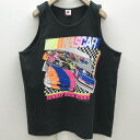 【中古】 タンクトップ フルーツオブザルーム 80〜90年代 USA製 タンクトップ NASCAR SUNDAY RUSH HOURS 蛍光プリントT シャツ ...