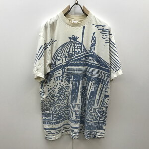 【中古】 半袖Tシャツ シャツシャック 80~90年代 イギリスプリント レア! 半袖Tシャツ PRINTED IN UK ! セント ・ ポール大聖堂のビッグプリント オフホワイト XL ホワイト【加古川物流】