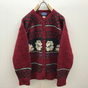 【中古】 カーディガン WOMAN 80〜90年代 ウールリッチ 羊柄 レディース カーディガン バーガンディー L ボルドー/バーガンディー サイズ:S【加古...