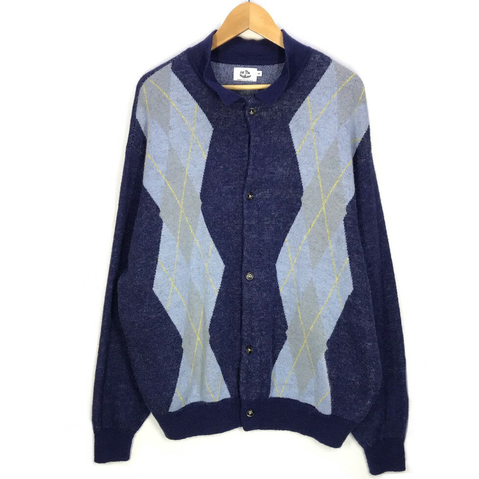 【中古】For The Weekend ｜エフティダブリュー パターンニットシャツ/アーガイル柄/ NAVY サイズ：L【..