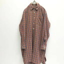 【中古】 長袖シャツ 80〜 90年代あたり チェックプルオーバー グランパシャツ ワイン・マスタード オレンジ系 L 長袖 マルチカラー【加古川物流】