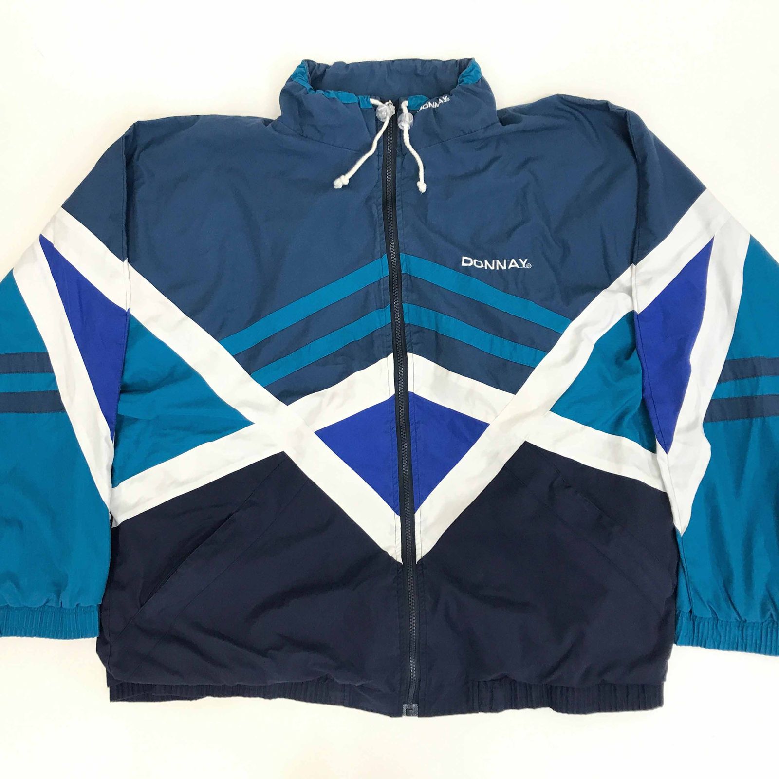 【中古】 その他アウター TENNIS BRAND 90年代 切り替え テニス ナイロンジャケット マルチカラー ネイビーグレー・ダークターコイズブルー XXL 長袖 マルチカラー【加古川物流】