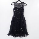 【中古】REDValentino|レッドヴァレンティノ ドットメッシュラインストーンフラワー刺繍 WROVA20C663 国内正規品 ドレス ブラック サイズ:...