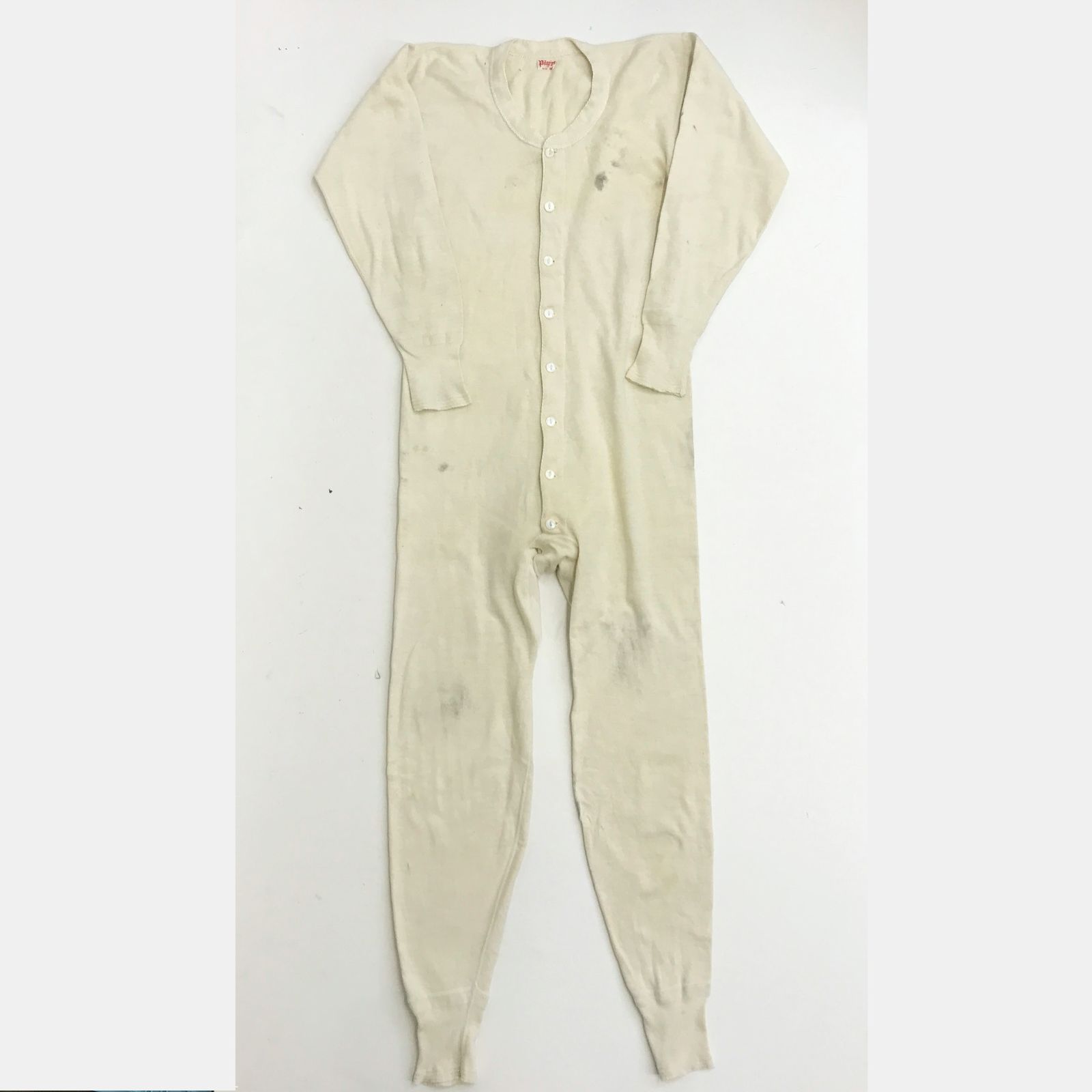 【中古】Pilgrim | ピルグリム オーバーオール ピルグリム 40~ 50年代 ヘンリーネック アンダー つなぎ オールインワン オートミール 40表記 長袖 ホワイト サイズ:40【加古川物流】