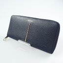 【中古】Paul Smith|ポールスミス PSC797 インセットマルチストライプ ラウンドファスナー長財布 ネイビー【f124】