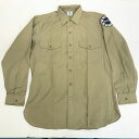 【中古】 長袖シャツ 50〜 60年代 ポプリン ワークシャツ POPLIN おそらくデッドストック FIRE DEPT パッチ付き マチ付き カーキベージュ ...