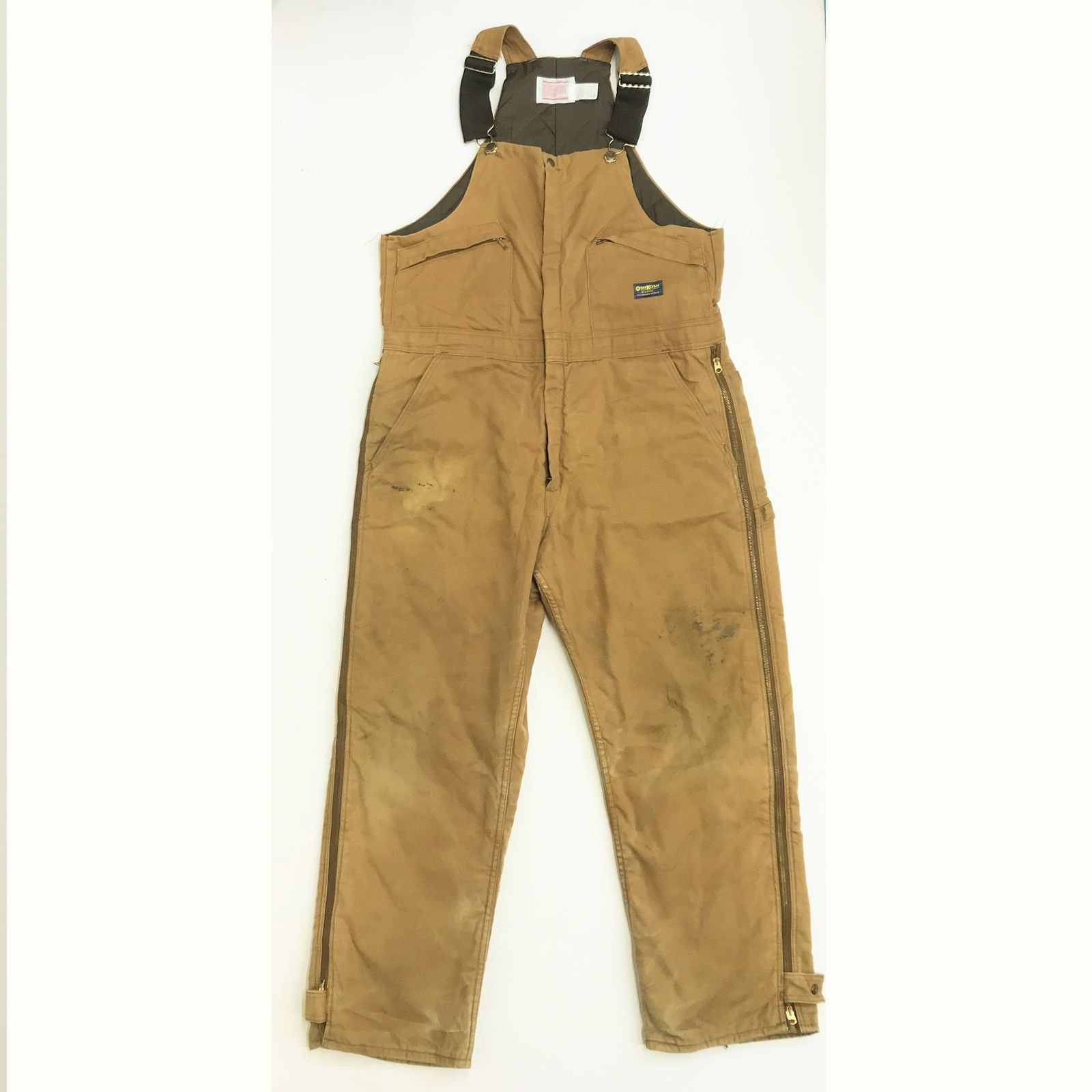 【中古】OSHKOSH | オシュコシュ オーバーオール オシュコシュ 60~ 70年代 USA製 裏キルト付き・ブラウンダック オーバーオール キャメル ブラウン W43 L30 相当 ブラウン【加古川物流】