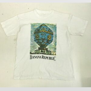 【中古】Banana Republic | バナナリパブリック 半袖Tシャツ バナナリパブリック 80〜 90年代 モンゴルフィエ兄弟 気球 プリント Tシャツ ホワイト ML 位 半袖 ホワイト【加古川物流】