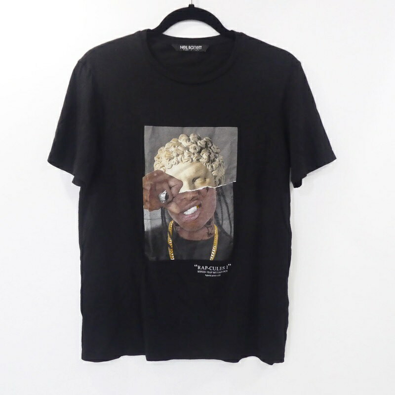 【中古】Neil Barrett|ニールバレット RAP CULES 1 T-SHIRT PBJT686S N538S Tシャツ半袖 並行品 2020SS ブラック サイズ:S【f108】