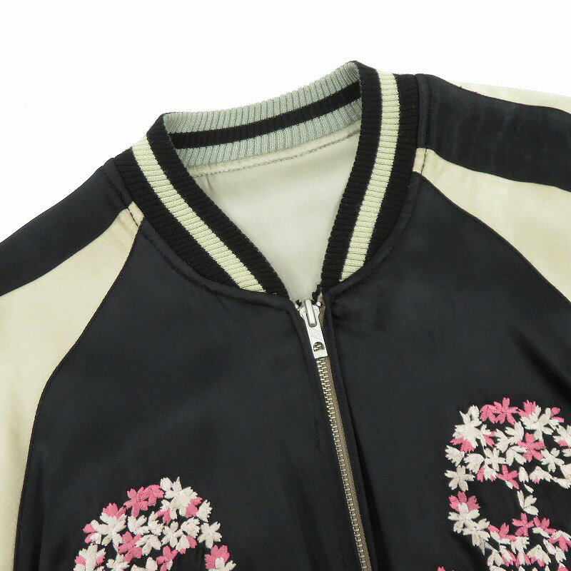 【中古】SCRIPT 花旅楽団 | スクリプトハナタビガクダン スーベニアジャケット リバーシブル 髑髏 - ブラック サイズ：XL【瀬戸大橋店】