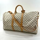 【中古】LOUIS VUITTON | ルイ・ヴィトン ダミエ アズール キーポルバンドリエール55 ボストンバッグ N41429 ベージュ【尾張小牧店】