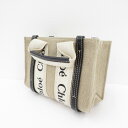 【中古】Chloe | クロエ リネン製 WOODY 2WAY ミニトート ショルダーバッグ 04 22 70 65 3 ベージュ【瀬戸大橋店】