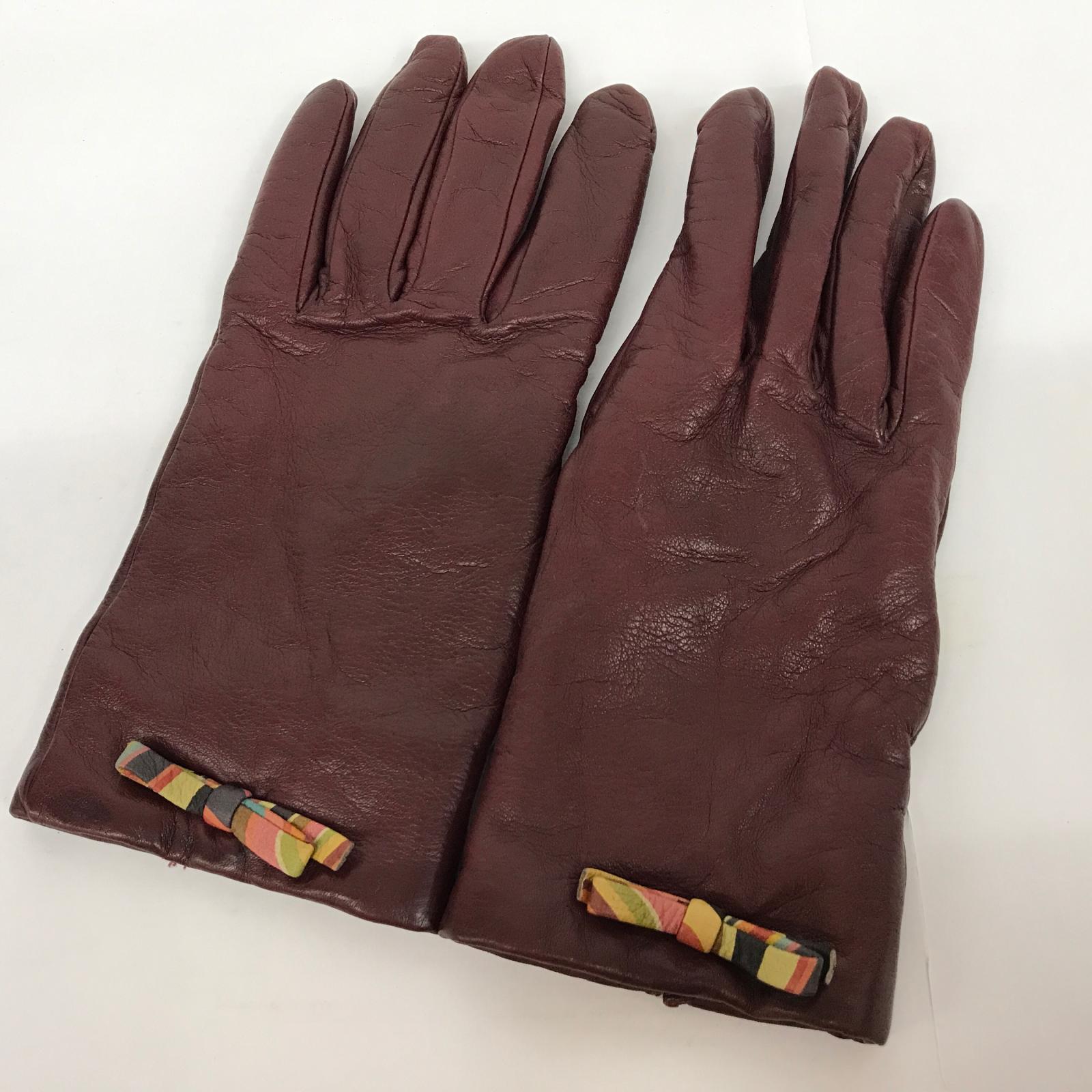 【中古】Paul Smith | ポール・スミス シープレザー:内カシミヤ 手袋 ボルドー/バーガンディー サイズ:M【加古川店】