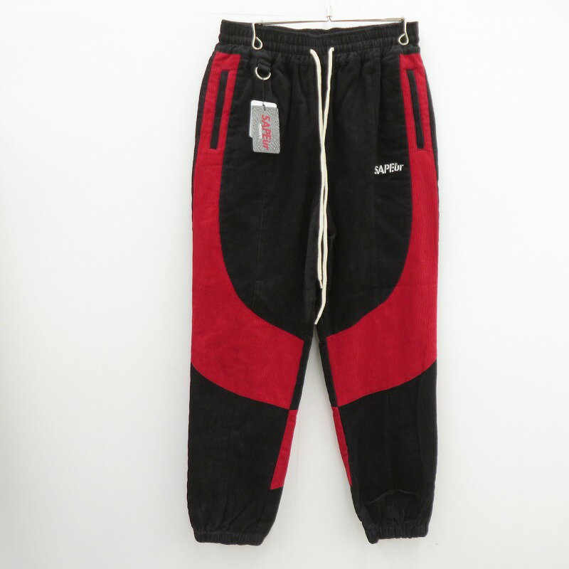 【中古】SAPEur | サプール CORDUROY TRACK PANTS コーデュロイ トラックパンツ A0023-488 ブラック サイズ：L【瀬戸大橋店】