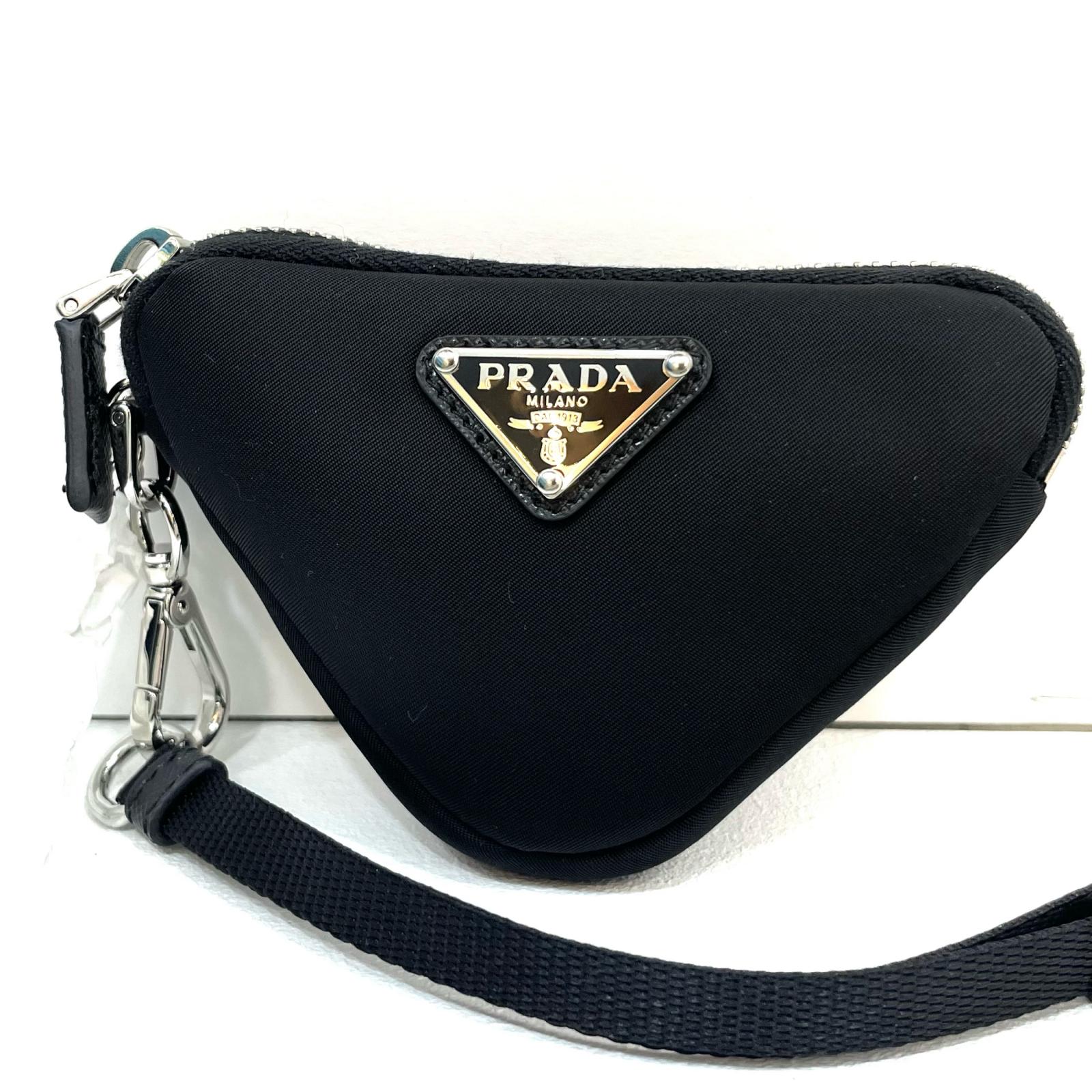 【中古】PRADA | プラダ テスートキーリング付き コインケース 三角ロゴプレート トライアングル 2TT140 ブラック【尾張小牧店】