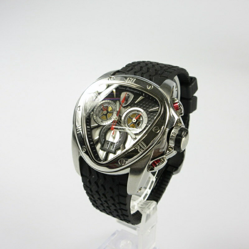 【中古】 Tonino Lamborghini トニーノランボルギーニ SPYDER アナログクォーツ 腕時計 1010SB シルバー【姫路東店】