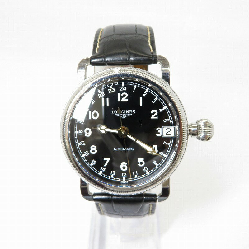【中古】LONGINES | ロンジン Avigation Oversize GMT 腕時計 L2.778.4.53.2 アナログ自動巻き ブラック【瀬戸大橋店】