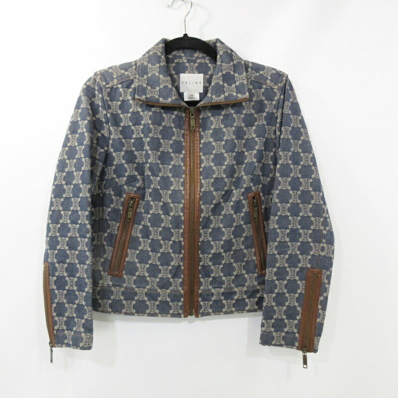 【中古】CELINE | セリーヌ レザートリミングデニムマカダムジャケット デニム 国内正規品 ブルー サイズ:38【姫路東店】