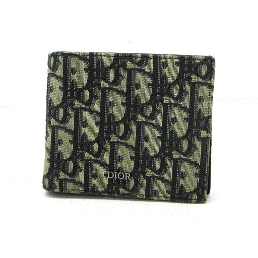 【中古】Christian Dior | クリスチャンディオール オブリークジャガード コイン付きウォレット 二つ折り財布 2OBBC027YSE ベージュ×ネイビー【三重本店】 【中古】Christian Dior | クリスチャンディオール オブリークジャガード コイン付きウォレット 二つ折り財布 2OBBC027YSE ベージュ×ネイビー【三重本店】