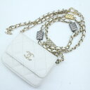 【中古】CHANEL | シャネル チェーンベルトバッグ ミニ マトラッセ ウエストバッグ 31702616 ホワイト【加古川物流】