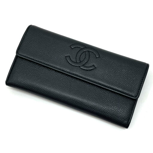 【中古】CHANEL | シャネル マトラッセキャビアスキン 二つ折り長財布 ブラック【尾張小牧店】 【中古】CHANEL | シャネル マトラッセキャビアスキン 二つ折り長財布 ブラック【尾張小牧店】