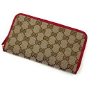 【中古】GUCCI | グッチ GGキャンバス ラウンドファスナー長財布 8606 ブラウン×レッド【尾張小牧店】(4)