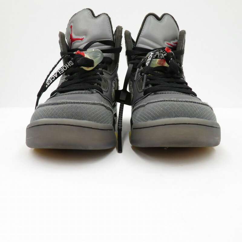 【中古】NIKE | ナイキ ×Off-White Air Jordan 5 'Black/Muslin/Fire Red' スニーカー CT8480-001 エアジョーダン グレー 27cm【瀬戸大橋店】