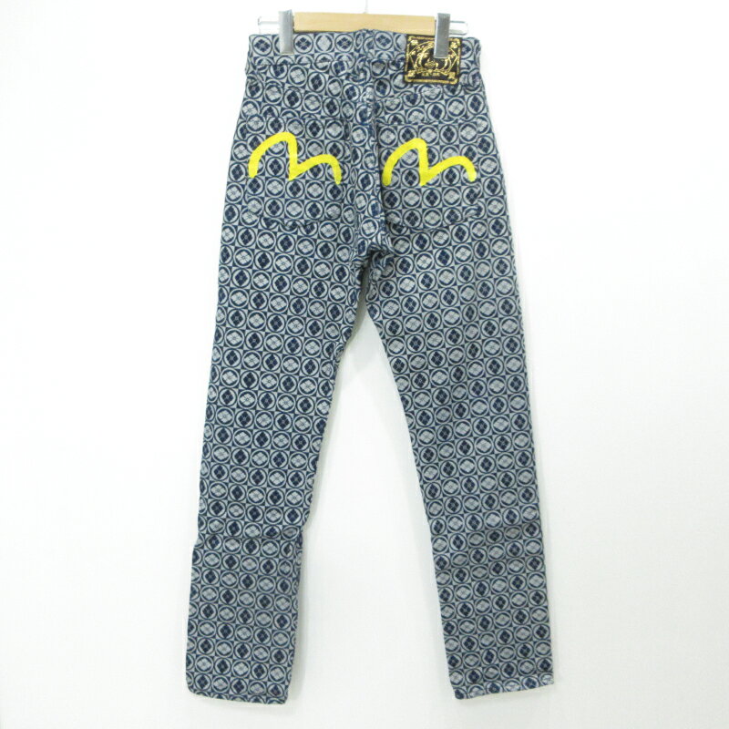 【中古】EVISU | エヴィス 家紋柄 デニムパンツ ネイビー×グレー サイズ：26【三重本店】