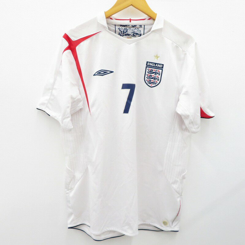 【中古】UMBRO | アンブロ イングランド代表 ベッカム 半袖シャツ ホワイト サイズ:L【瀬戸大橋店】